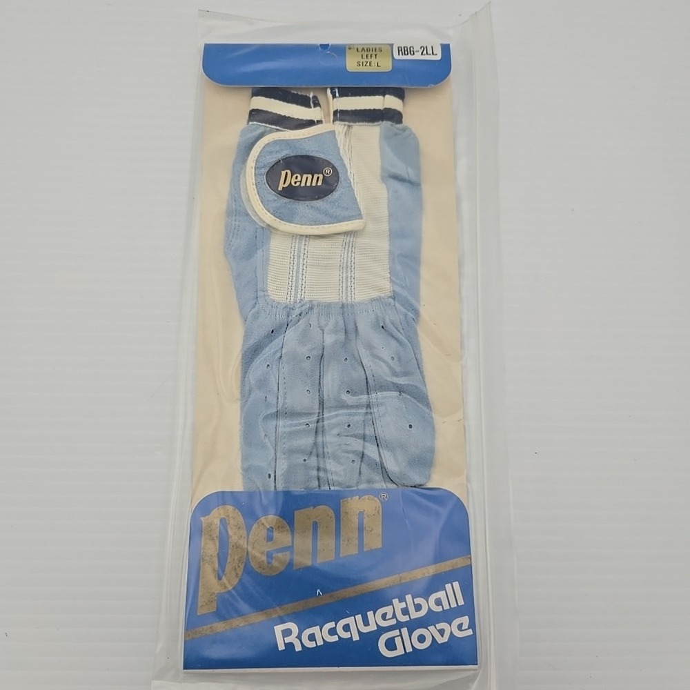 Vintage Penn Racquetball Glove Ladies Left Large Deerskin Leather‎ Light Blue